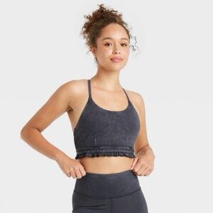JoyLab Faded Black Ruffle Sports Bra Size Small